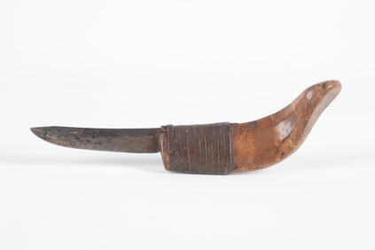Figured Maple Leather Wrapped Crooked Knife