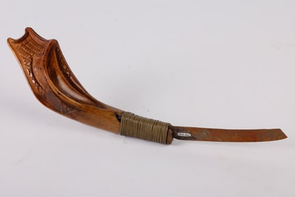 Carved Walnut Crooked Knife