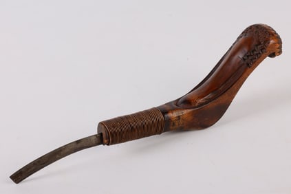 Chip Carved Dark Stained Crooked Knife