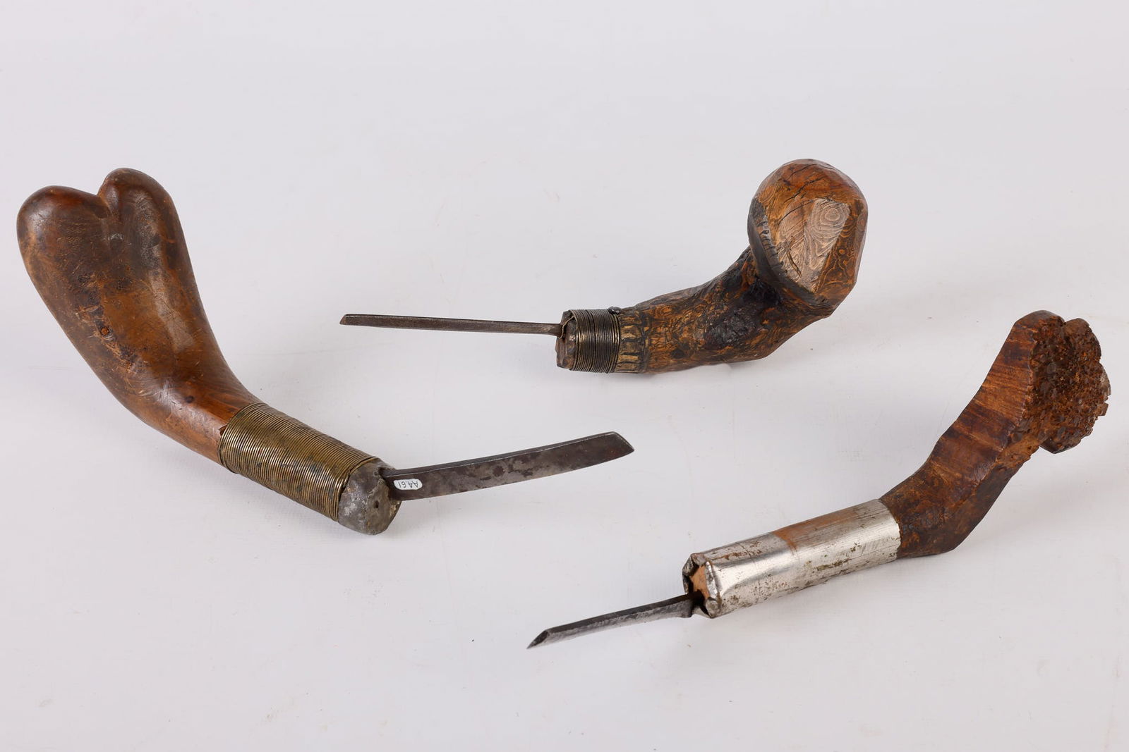 (3) Carved Wood Handled Crooked Knives (1 of 14)