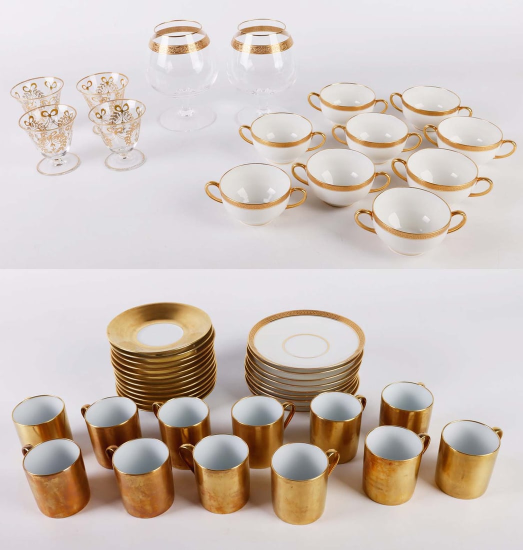 Gilt Porcelain and Glass Table Items, Limoges (1 of 11)
