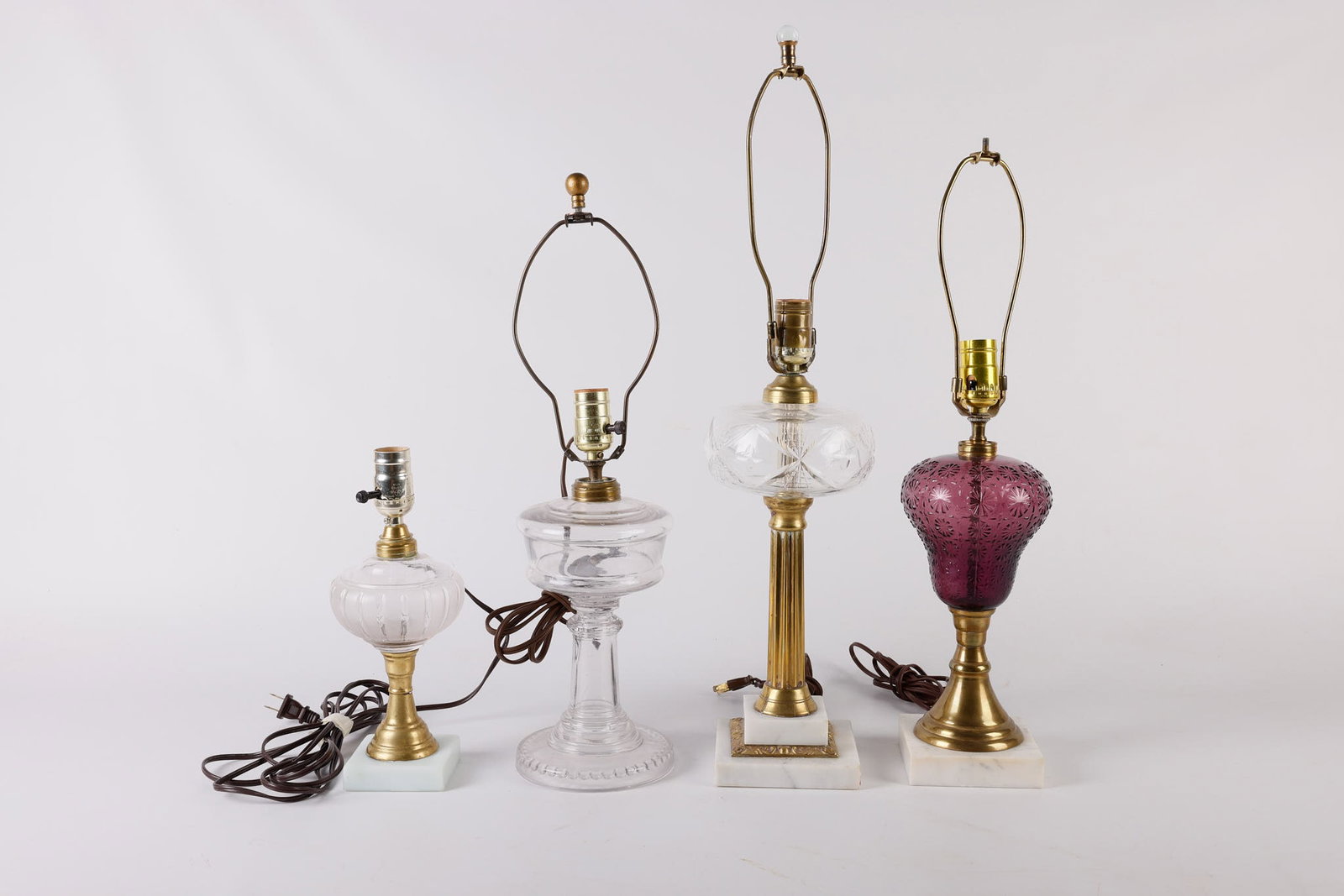 (4) Electrified Glass and Cut Crystal Oil Lamps (1 of 12)
