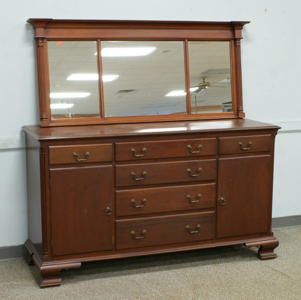 Mahogany Chippendale style sideboard with mirror: Mahogany Chippendale style sideboard with mirror made by Robert Treate Hogg, Oxford, PA, 1949, 60 " long