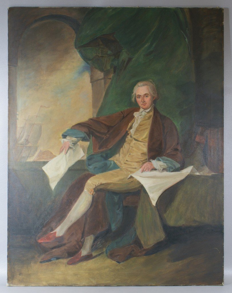 Agnes Olive Allen, PA, b 1897, o/c, portrait of Samuel: Agnes Olive Allen, PA, b 1897, o/c, portrait of Samuel Blodget Jr., after John Trumbull, 36'' x 28''. Blodget was one of the founders and first Director of the Insurance Company of North America, 1792