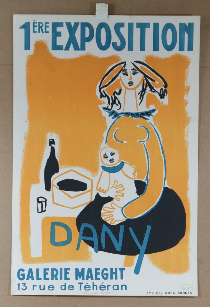 Poster, Dany, 1'ere Exposition, Galerie Maeght, publ by: Poster, Dany, 1'ere Exposition, Galerie Maeght, publ by Imp des Arts, Cannes, unframed, 23 1/2" x 15 1/2"