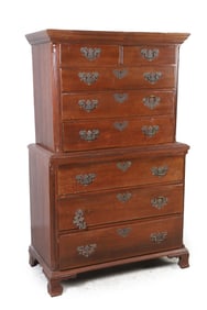 2-Piece Georgian style walnut carved tall chest