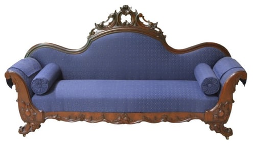 Victorian carved walnut sofa