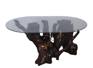 Root wood burl cocktail table
