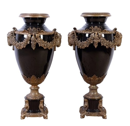 Bronze Mounted Mirror Black Palace Urns (1 of 10)
