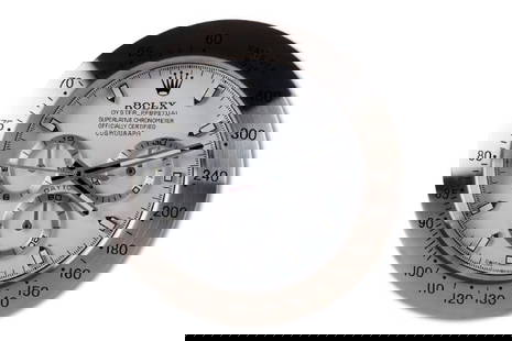 Daytona Rolex Dealer Display Wall Clock: Daytona Rolex Dealer Display Wall Clock, quartz movement, 13 1/2" dia