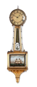 Elnathan Taber Naval Decorated Banjo Clock