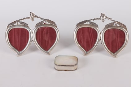 Chinese Export MOP Box & Silver Frames