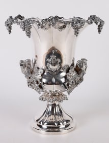 19th C Elkington Silverplated Armorial Wine Cooler