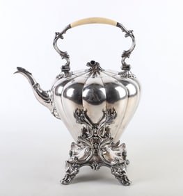 Monumental English Melon Form Tilting Teapot