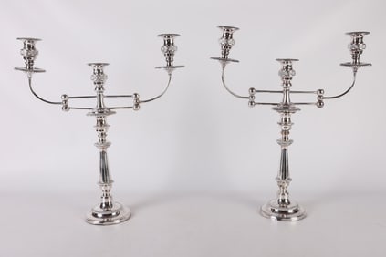 Old Sheffield Plate Hinged Candelabra Pair