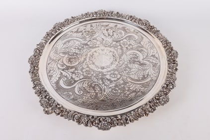 Sheffield Plate Oversized Armorial Tray