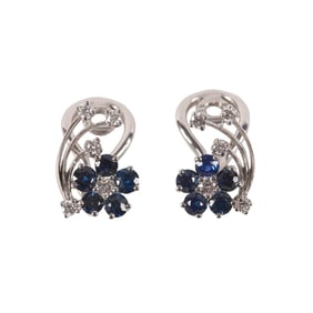 JE Caldwell Diamond and Sapphire Earclips