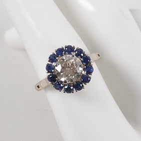 Diamond and Sapphire Engagement Ring