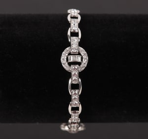 Platinum Art Deco Diamond Link Bracelet