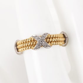 Tiffany and Co. Schlumberger 18K Platinum 'X' Ring