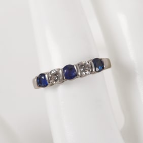 Tiffany and Co. Diamond and Sapphire Platinum Ring