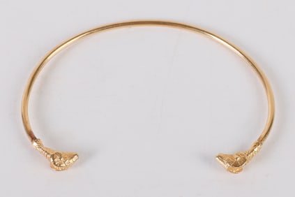 14K Yellow Gold Testing Rams Head Cuff Bracelet