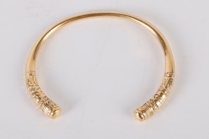 14K Yellow Gold Testing Stamped Cuff Bracelet