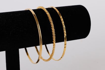 (3) 14K Yellow Gold Testing Bangle Bracelets