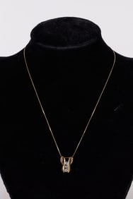 14K Yellow Gold Diamond Pendant Necklace