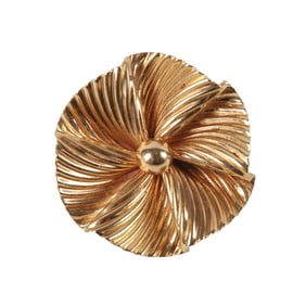 14K Yellow Gold George Schuler Ruffle Brooch