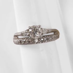 Platinum & 14K Diamond Engagement Ring & Band