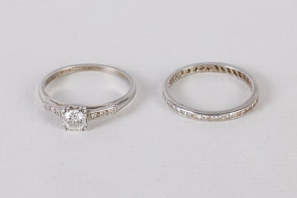 Platinum Diamond Engagement Ring and Band