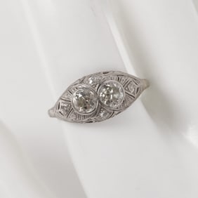 Platinum Diamond Filigree Domed Ring
