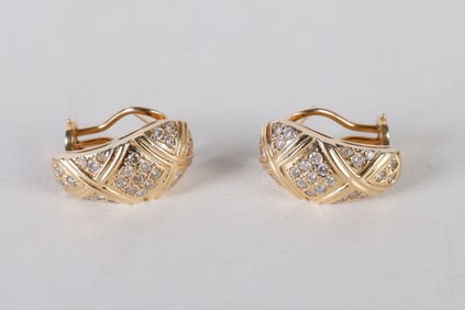 14K Yellow Gold Diamond Statement Earrings