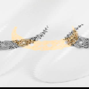 14K Yellow Gold Fancy Link Bracelet: 14K Yellow Gold Fancy Link Bracelet, 7 7/8"L x3/8" W, 5.4