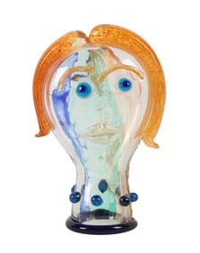 Murano Art Glass Sculpture of a Woman's Head