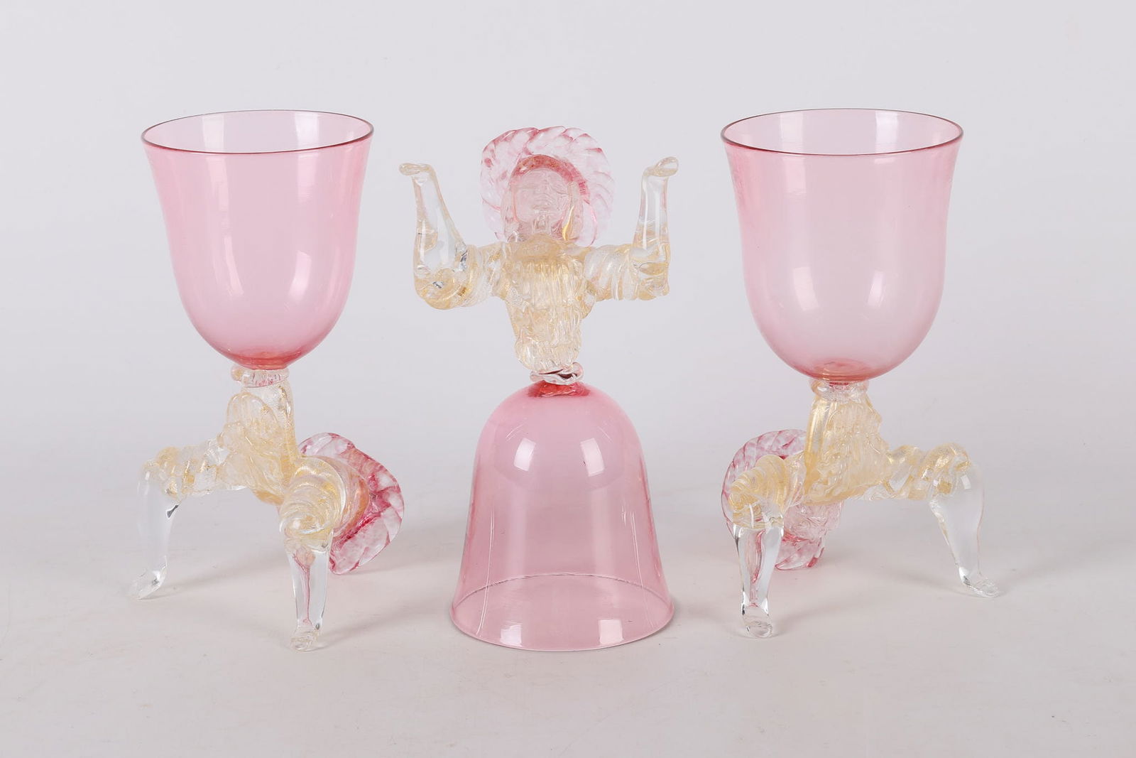 (3) Venetian Glass Figural Goblets (1 of 7)