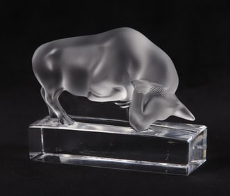 Lalique Crystal Figure of a Bull