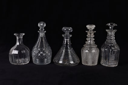 (5) Cut Glass Decanters and Carafe
