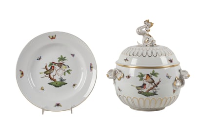 Herend Rothschild Bird Dolphin Tureen & Underplate