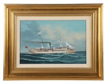19th-20th C Chinese School "Steamship Calypso"