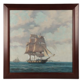Gordon Grant "Ship Betsy Off Stonington"