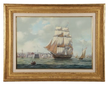 Roy Cross "Tall Ship in Boston Harbor"