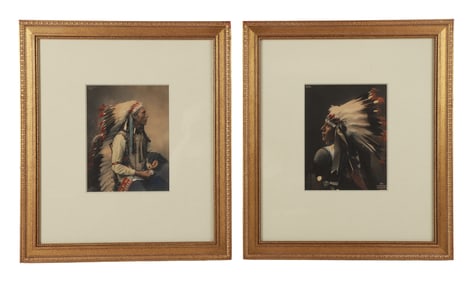 Heyn Studios (2) American Indians Photos "John Comes Again, 1899" and "Battle 1898"