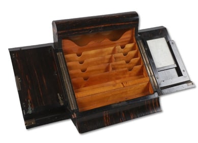 English Calmander and Satinwood Writing Cabinet