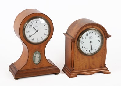 (2) English Satinwood Clocks, Early 20th C
