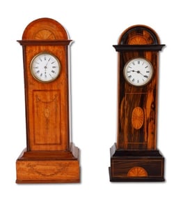 (2) English Inlaid Miniature Grandfather Clocks