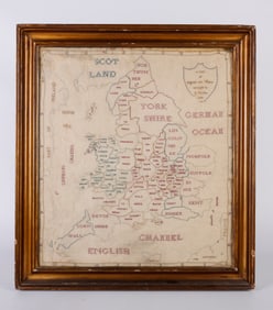 18th C English Needlework Map Sampler