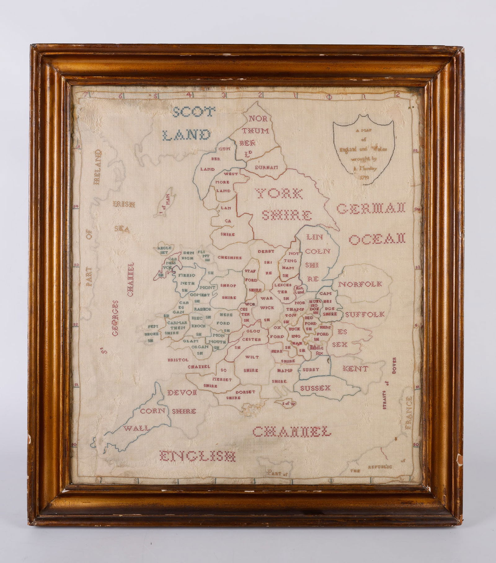 18th C English Needlework Map Sampler (1 of 5)