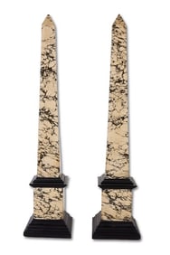 Large Venetian Marbleized Obelisk Pair